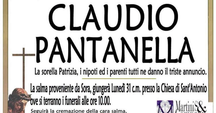 ISOLA LIRI - SI E' SPENTO CLAUDIO PANTANELLA
