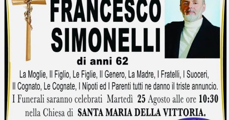 VEROLI - COMMOZIONE PER LA MORTE DI FRANCESCO SIMONELLI