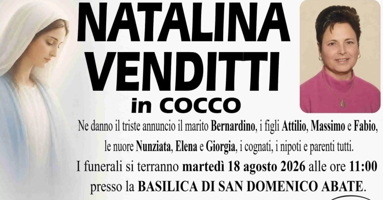 SORA - SI E' SPENTA NATALINA VENDITTI