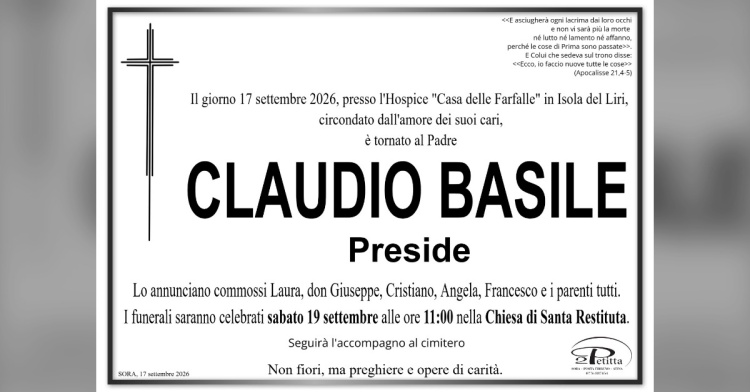SORA - COMMOZIONE PER LA MORTE DEL PRESIDE CLAUDIO BASILE