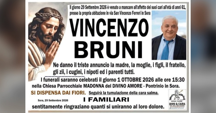 SORA - COMMOZIONE PER LA MORTE DI VINCENZO BRUNI