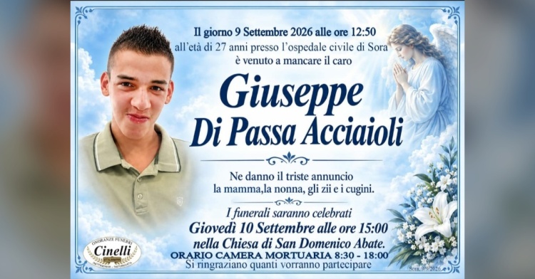 SORA - COMMOZIONE PER LA MORTE DI GIUSEPPE DI PASSA ACCIAIOLI
