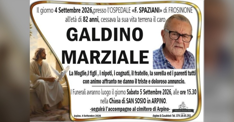 ARPINO - COMMOZIONE PER LA MORTE DI GALDINO MARZIALE