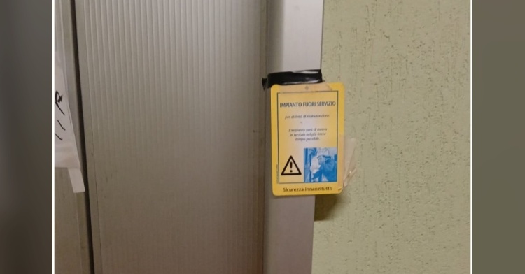 SORA - ASCENSORE FUORI SERVIZIO IN OSPEDALE