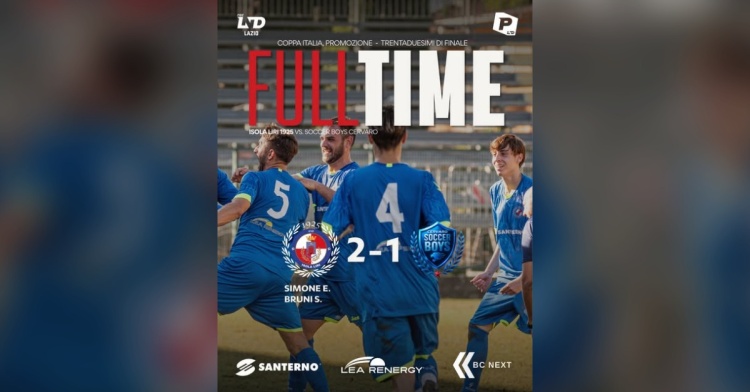 ISOLA LIRI CALCIO - I BIANCOROSSI VINCONO PURE IN COPPA