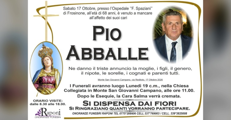 MONTE - COMMOZIONE PER LA MORTE DI PIO ABBALLE