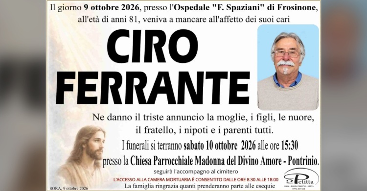 SORA - SI E' SPENTO CIRO FERRANTE