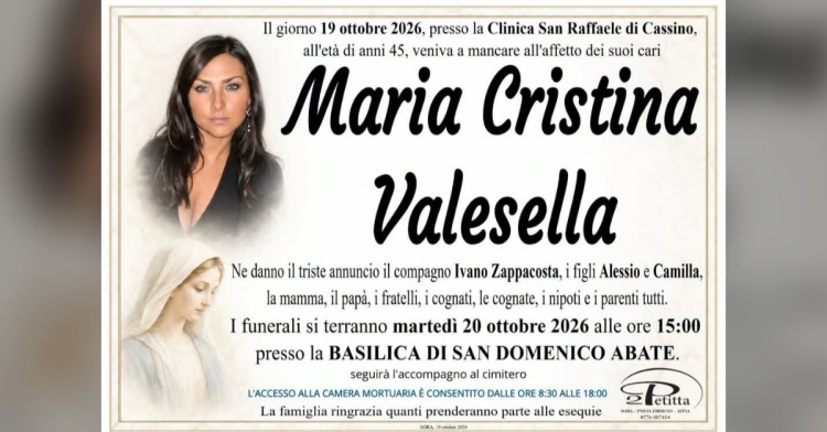 SORA - COMMOZIONE PER LA MORTE DI MARIA CRISTINA VALESELLA